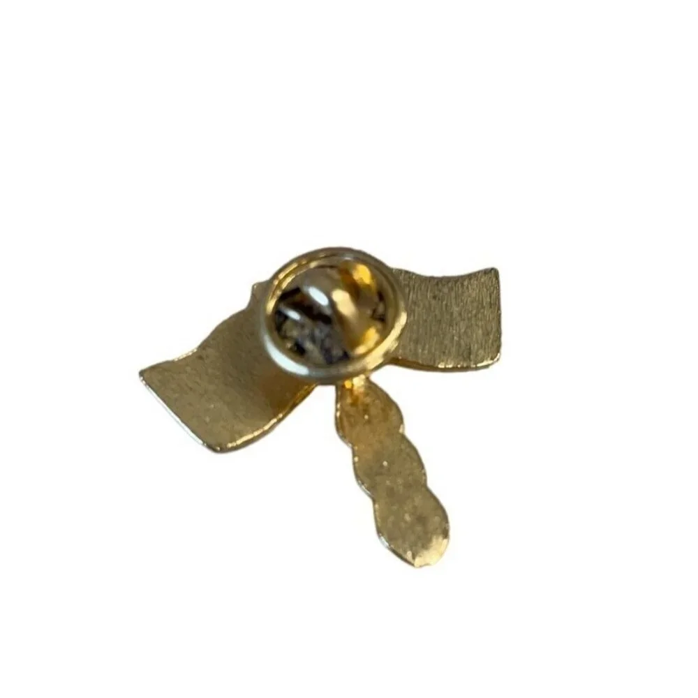 Canada‎ American Flag Intertwined Tie Lapel Pinback Goldtone Vintage